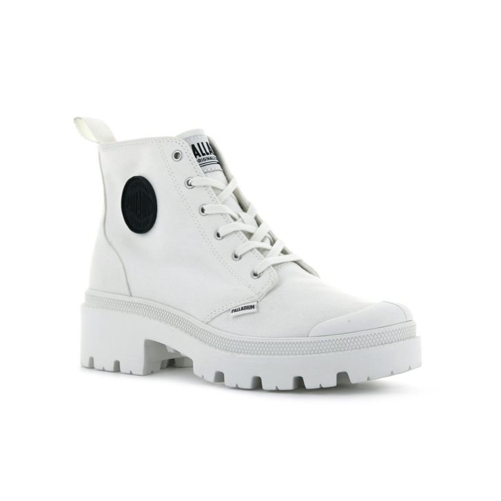 Palladium Pallabase Twill Women's Boots White | UK T076-IOA